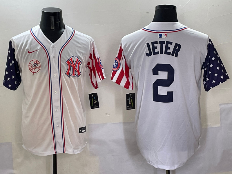 Men 2025  MLB New York Yankees #2 Jeter white jersey style 8->new york yankees->MLB Jersey